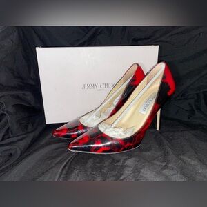 JIMMY CHOO LONDON 091CAMEROON TOP Tie Dye Patent Red high heels
